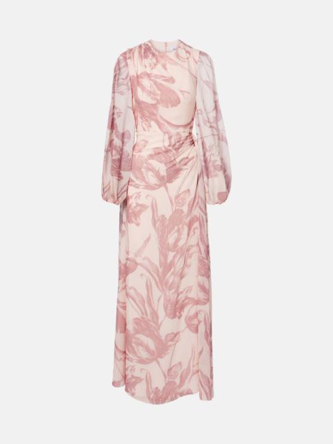 Erdem Draped floral silk voile gown