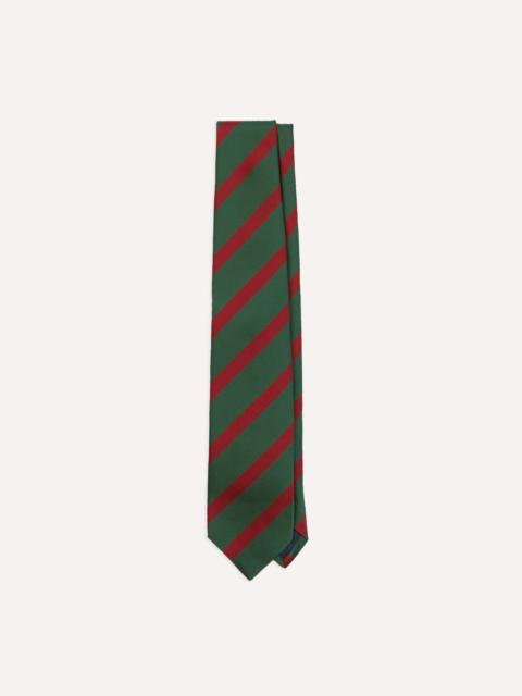 Drake's Green and Red Dual Stripe Mogador Silk Tipped Tie
