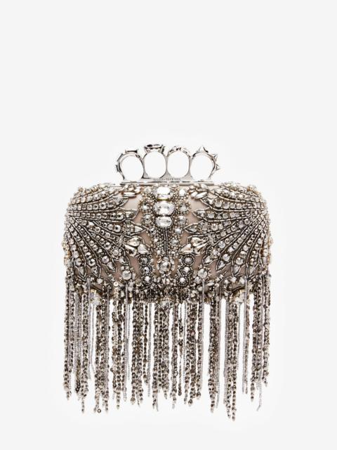 Women's Exploded Victorian Jewel Knuckle Clutch in Silver