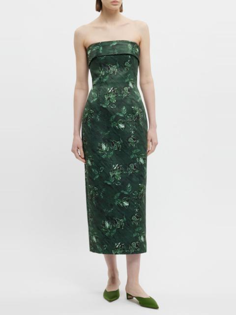 Keeley Floral Taffeta Midi Dress green