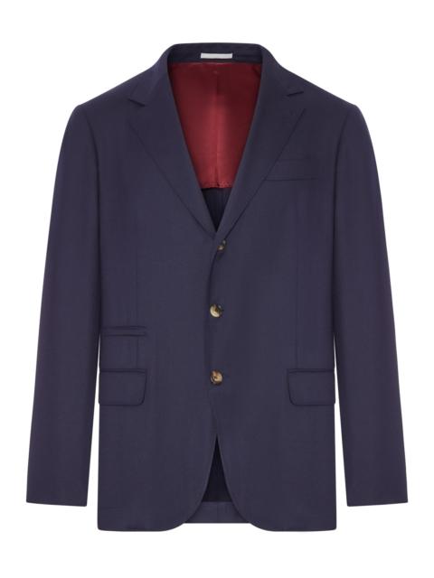 Brunello Cucinelli BLUE CASHMERE BLAZER WITH CONTRASTING LINING