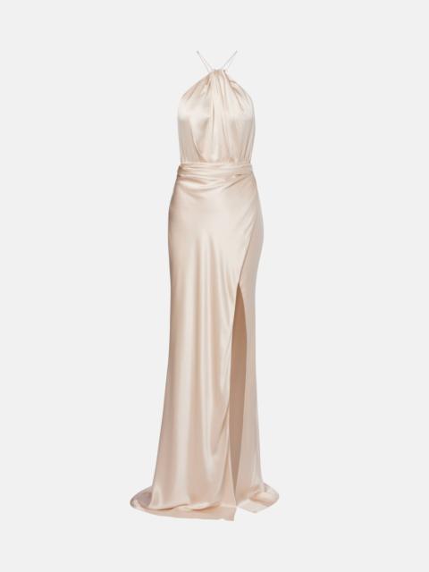 THE SEI Halterneck silk satin gown