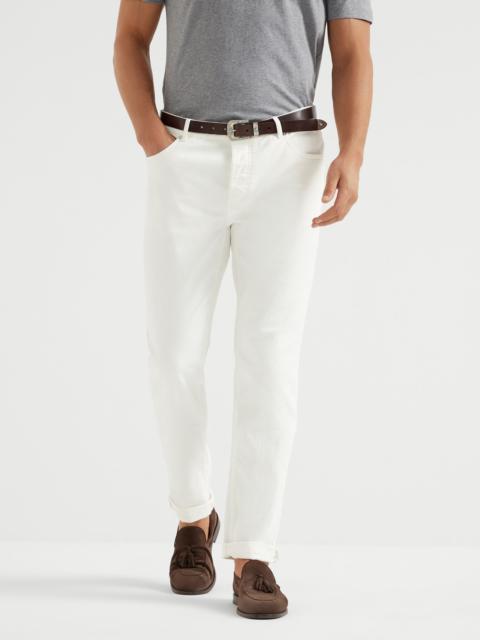 Brunello Cucinelli Garment-dyed comfort lightweight denim traditional fit five-pocket trousers