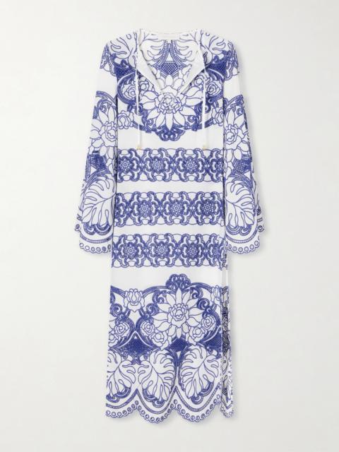 BORGO DE NOR Clea Scalloped Broderie Anglaise Cotton-blend Midi Dress