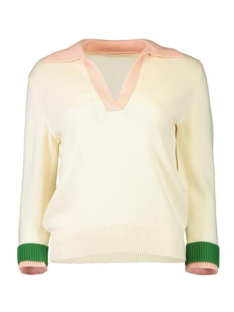 Oscar de la Renta Colorblock Polo Pullover