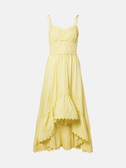 juliet dunn Embroidered cotton midi dress
