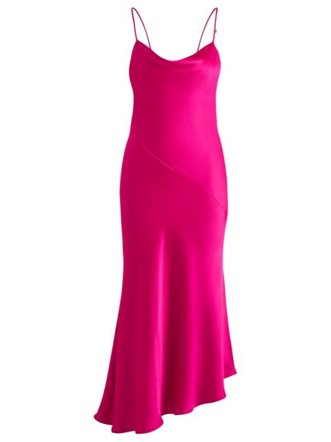 HUGO SATIN DRESS WITH ASYMMETRIC HEMLINE