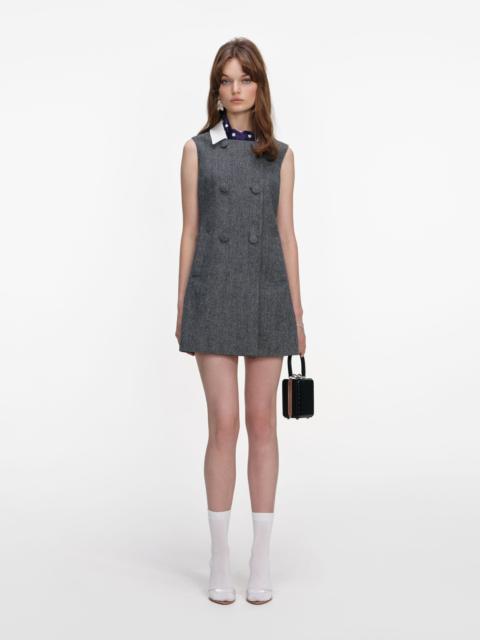 self-portrait Grey Herringbone Scarf Detail Mini Dress