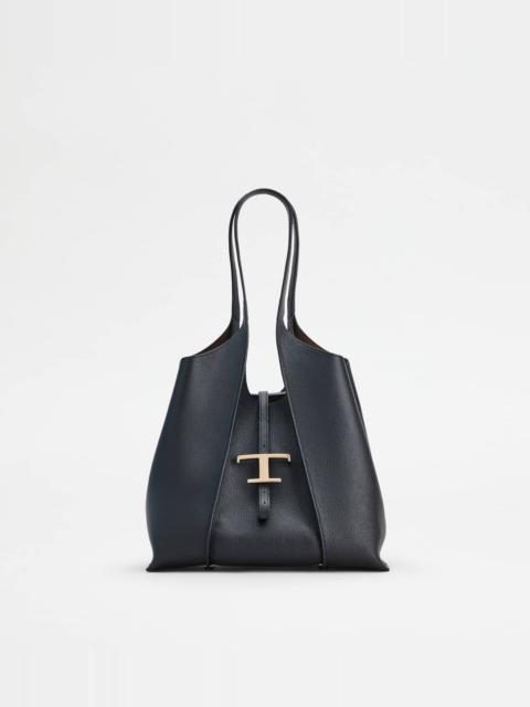 Tod's T TIMELESS SHOPPING BAG IN LEATHER SMALL - BLACK