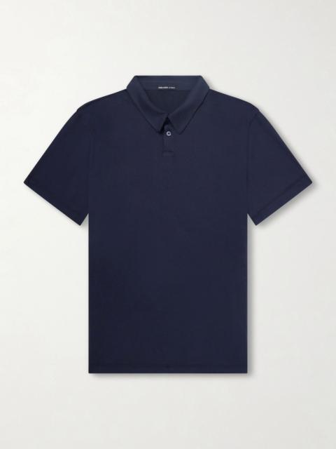 JAMES PERSE Luxe Lotus Cotton-Jersey Polo Shirt Navy
