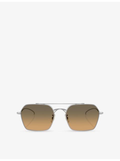 Oliver Peoples OV1365ST Square-Frame Metal Sunglasses