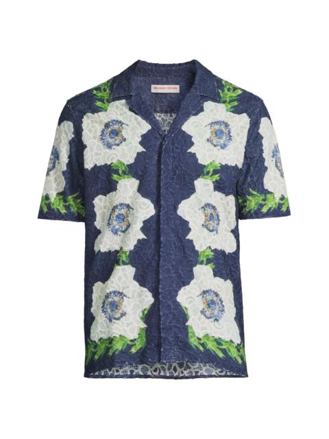 ORLEBAR BROWN Men's Maitan Coronaria Floral Lace Shirt - Night Iris