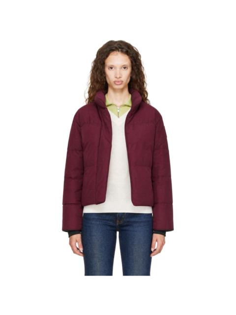 Canada Goose Burgundy Tonal Disc Grandview Cropped Down Jacket