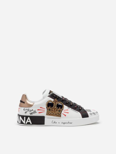 Portofino sneakers in printed nappa calfskin with patch