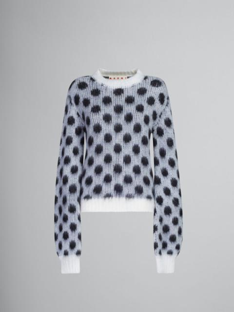 Marni WHITE MOHAIR JUMPER WITH POLKA DOTS