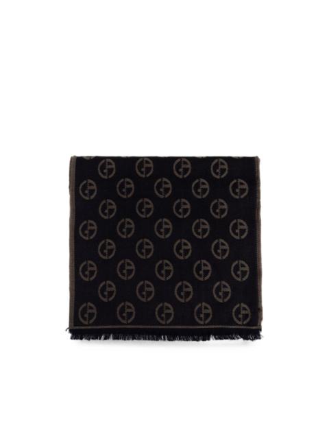 GIORGIO ARMANI monogram-pattern frayed scarf