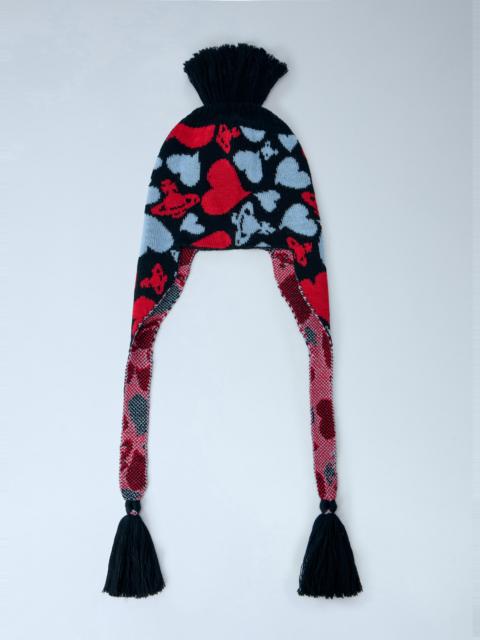 Vivienne Westwood Hearts and Orb Flap Knit Cap