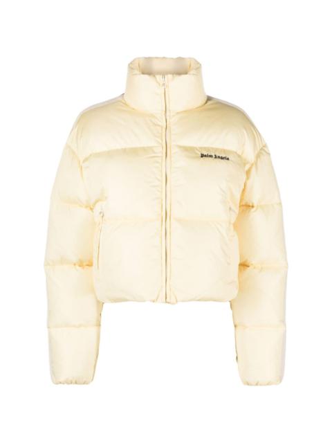 logo-embroidered puffer jacket