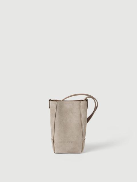 Brunello Cucinelli BC Duo phone holder in suede with monili