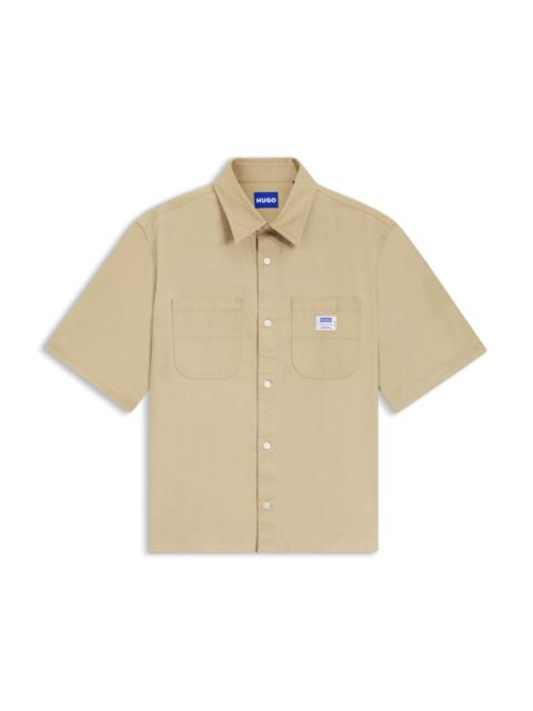 HUGO OVERSIZE-FIT SHIRT IN SLUB COTTON WITH PATCH POCKETS