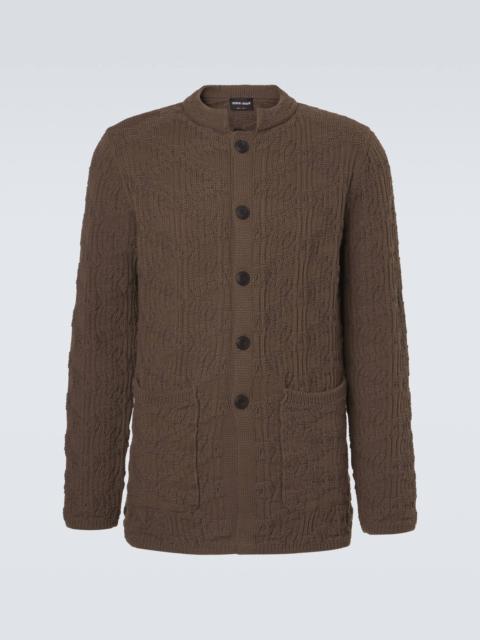 GIORGIO ARMANI Ribbed-knit cotton-blend cardigan