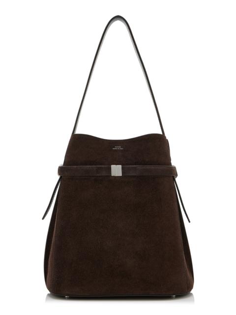 TOTEME Belted Suede Bucket Bag brown