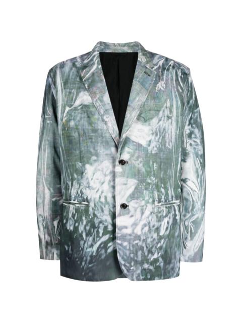 abstract-print single-breasted blazer