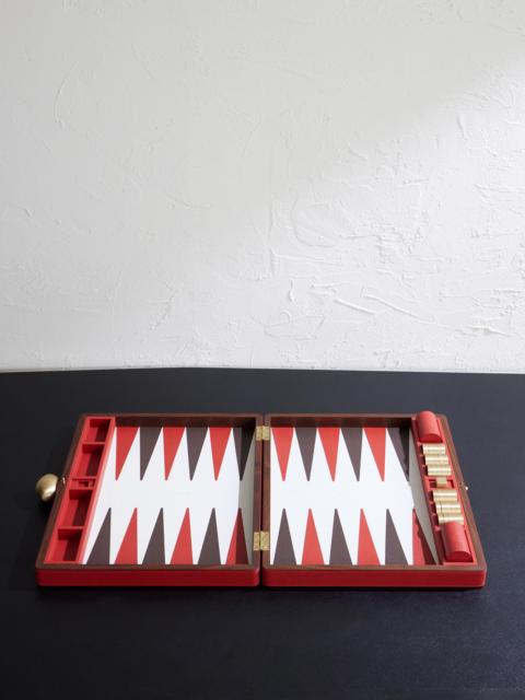 ASSOULINE Pebble-Grain Leather, Brass and Wood Backgammon Set