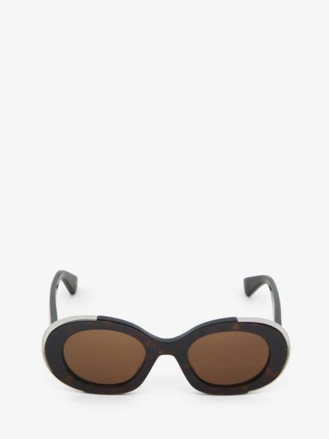 Alexander McQueen Women's The Grip Oval Sunglasses in Havana/brown