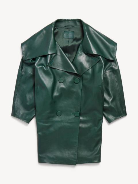 BALENCIAGA Women's Open Collar Double Breasted Jacket in Bottle Green