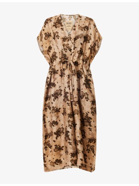 UMA WANG Acre V-Neck Woven Midi Dress