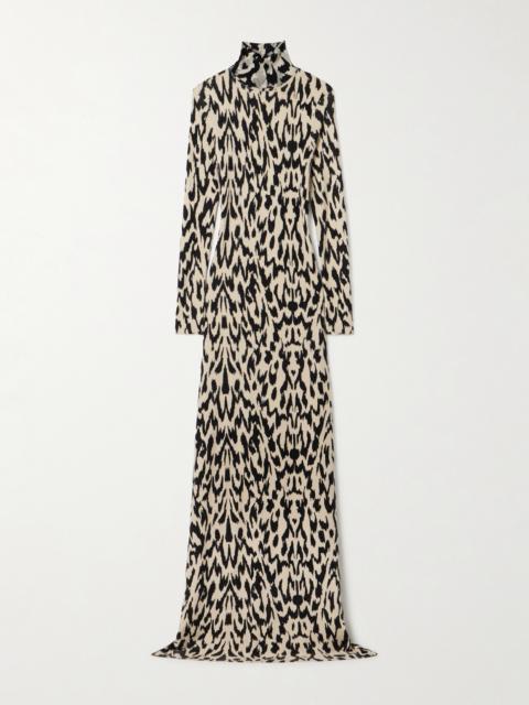 BRANDON MAXWELL The Camille Leopard-print Cashmere Turtleneck Maxi Dress
