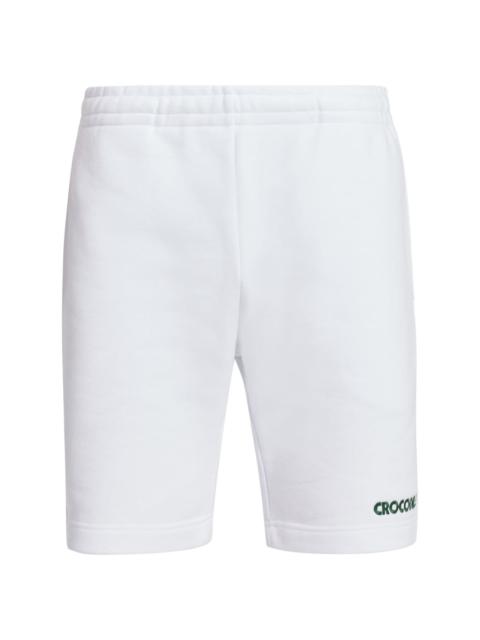 LACOSTE slogan-embroidered cotton track shorts