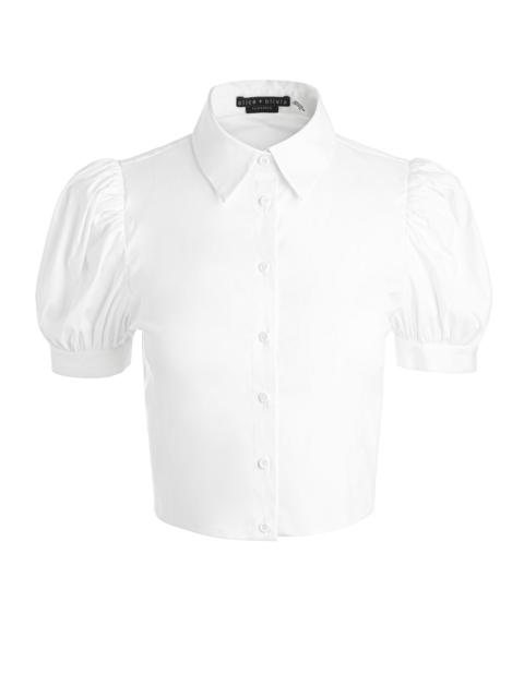 Alice + Olivia WILLA CROPPED PUFF SLEEVE BUTTON DOWN