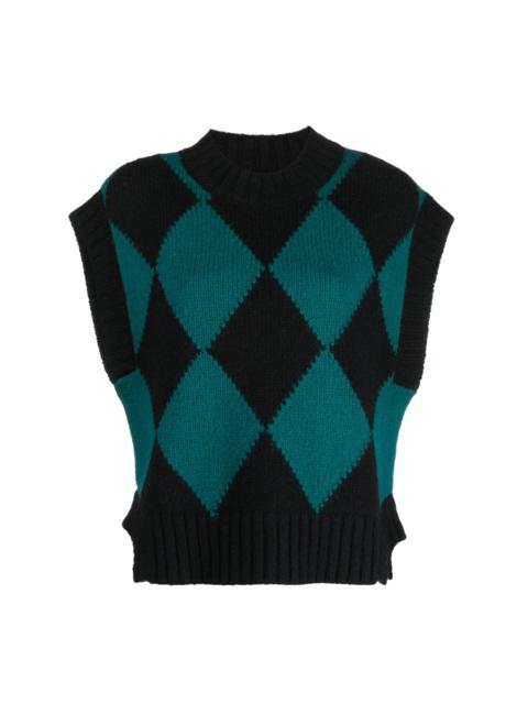 argyle knitted vest