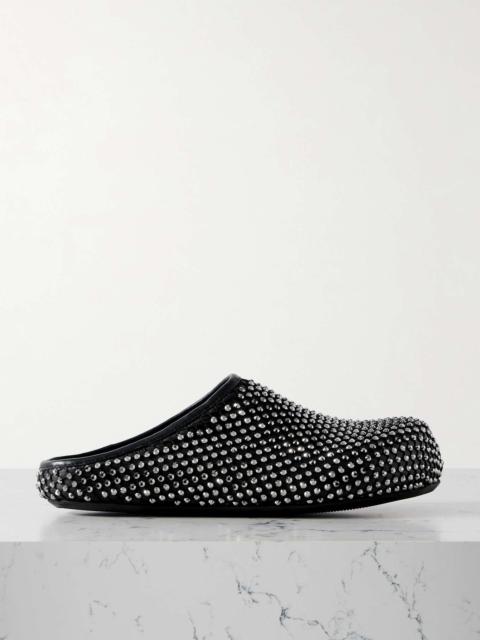 Marni Fussbett Sabot leather and crystal-embellished mesh clogs