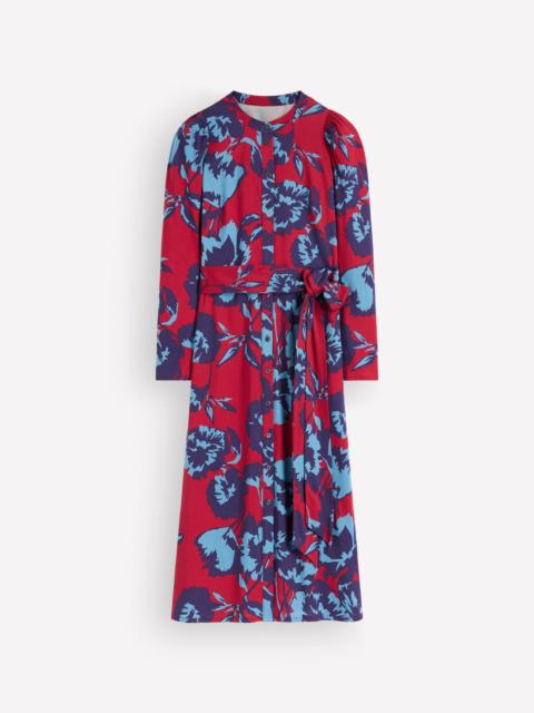 BODEN Honor Column Jersey Midi Dress-Crimson Red, Forest Breeze