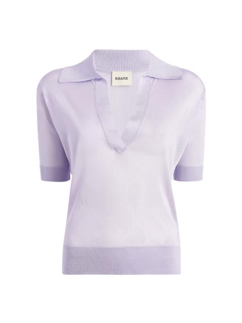 KHAITE Julita Cropped Polo Top purple