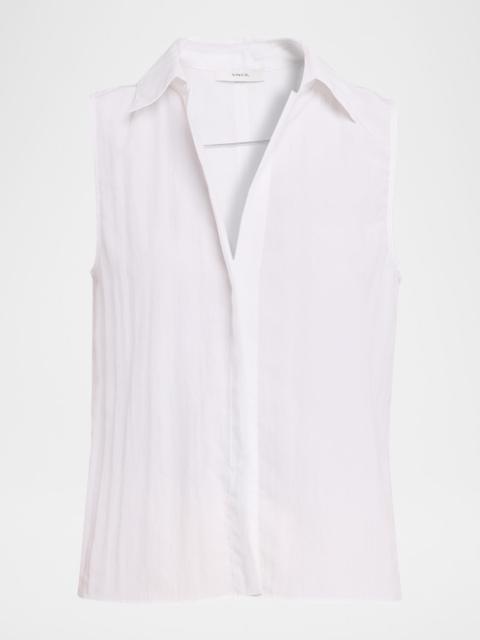 Vince Sleeveless Boxy Button-Front Shirt