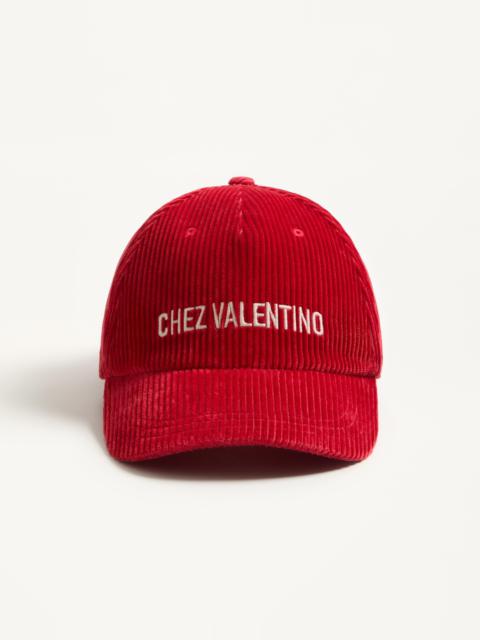Valentino CHEZ VALENTINO VELVET BASEBALL CAP WITH EMBROIDERY