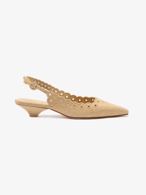 Larroudé Florence Broderie Pump In Beige Raffia