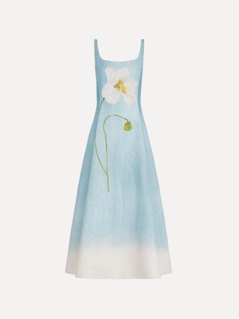 Oscar de la Renta OMBRÉ PEONY FAILLE DRESS