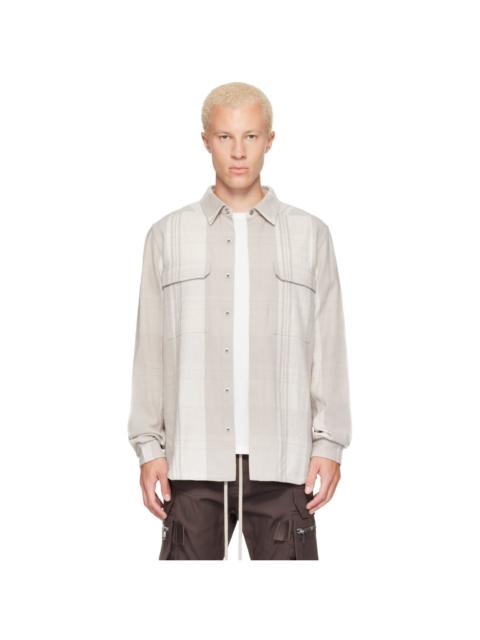 Rick Owens Beige Tower Bleach Plaid Outershirt