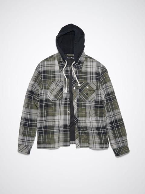 Check hooded jacket - Grey/Dark Green