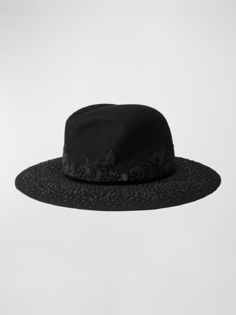 MAISON MICHEL Yoshiko Embellished Wool Felt Fedora