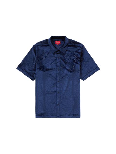 Supreme Supreme Spider Web Velvet S/S Shirt Navy