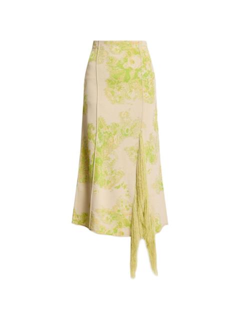 Erdem floral fringe midi skirt
