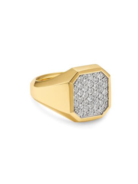 DAVID YURMAN Men's Streamline Signet Ring in 18K Yellow Gold - Diamond