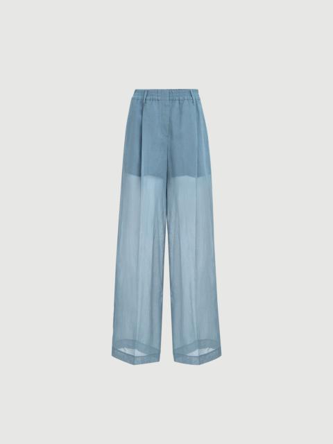 Brunello Cucinelli Cotton organza sartorial track trousers with monili