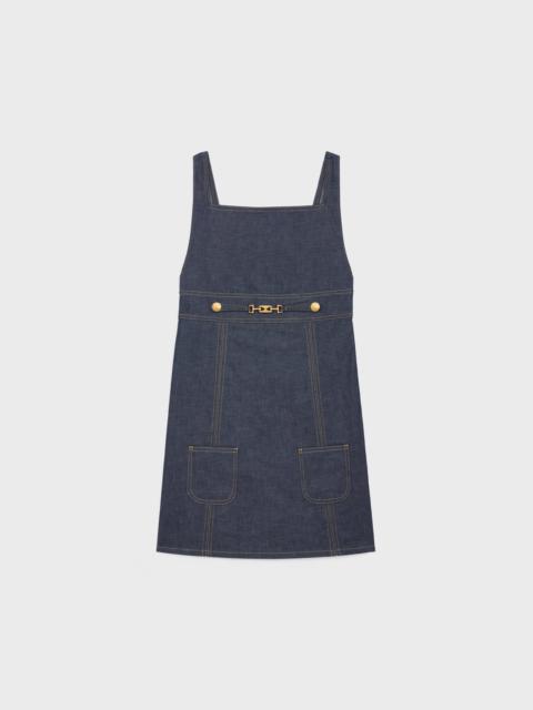 CELINE empire mini dress in raw wash denim